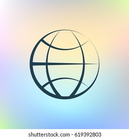 Flat paper cut style icon of globe. Vector illustration