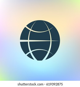 Flat paper cut style icon of globe. Vector illustration