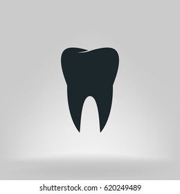 Flat paper cut style icon of tooth. Dentistry symbol icon vector illustration