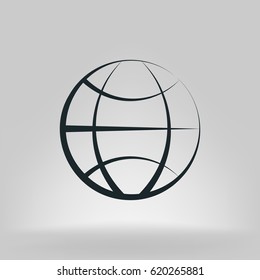 Flat paper cut style icon of globe. Vector illustration