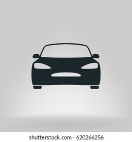 Flat paper cut style icon of a car. Vector illustration