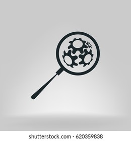 Flat paper cut style icon of magnifier. Vector illustration