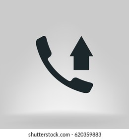 Flat paper cut style icon of out-coming call. Vector illustration
