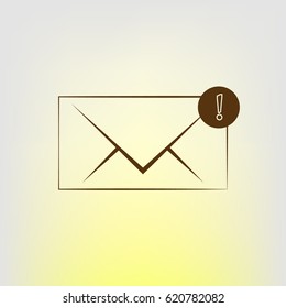 Flat paper cut style icon of envelope. E-mail symbol
