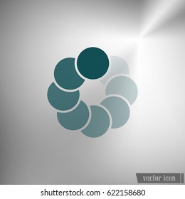 Flat paper cut style icon of refresh symbol. Vector illustration
