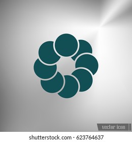 Flat paper cut style icon of refresh symbol. Vector illustration