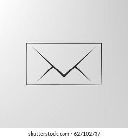 Flat paper cut style icon of envelope. E-mail symbol