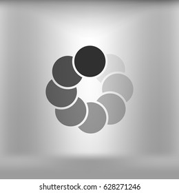 Flat paper cut style icon of refresh symbol. Vector illustration