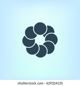 Flat paper cut style icon of refresh symbol. Vector illustration