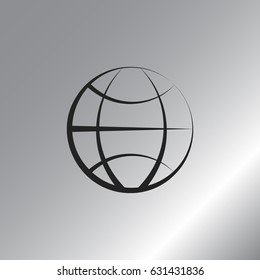 Flat paper cut style icon of globe. Vector illustration
