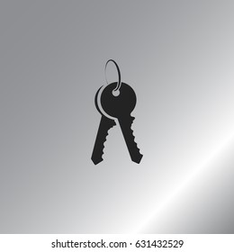 Flat paper cut style icon of an old key. Vector illustration