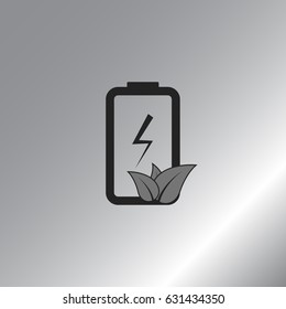 Flat paper cut style icon of eco friendly battery. Vector illustration
