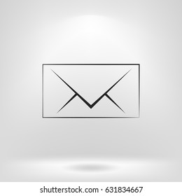 Flat paper cut style icon of envelope. E-mail symbol
