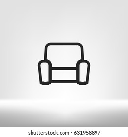 Flat paper cut style icon of furniture. Vector illustration