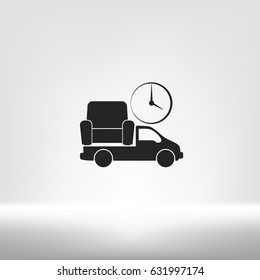 Flat paper cut style icon of vehicle. Delivery car symbol vector illustration