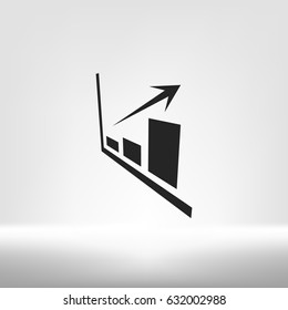 Flat paper cut style icon of a diagram. Vector illustration