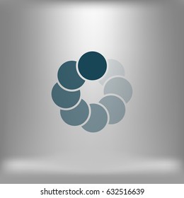 Flat paper cut style icon of refresh symbol. Vector illustration