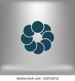 Flat paper cut style icon of refresh symbol. Vector illustration