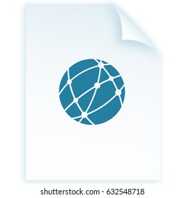 Flat paper cut style icon of globe. Vector illustration