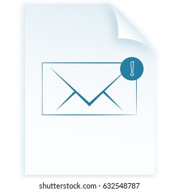 Flat paper cut style icon of envelope. E-mail symbol