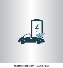 Flat paper cut style icon of eco vehicle. Delivery car symbol vector illustration