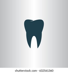 Flat paper cut style icon of tooth. Dentistry symbol icon vector illustration