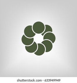 Flat paper cut style icon of refresh symbol. Vector illustration