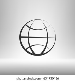 Flat paper cut style icon of globe. Vector illustration