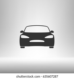 Flat paper cut style icon of a car. Vector illustration