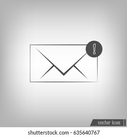 Flat paper cut style icon of envelope. E-mail symbol