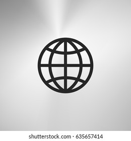 Flat paper cut style icon of globe. Vector illustration