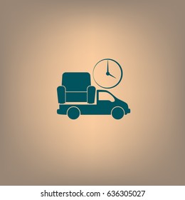 Flat paper cut style icon of vehicle. Delivery car symbol vector illustration