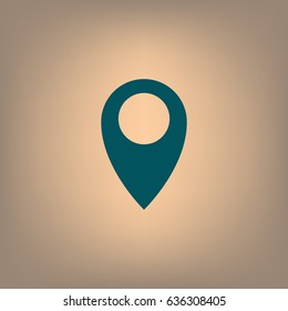 Flat paper cut style icon of map pointer vector illustration