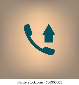 Flat paper cut style icon of out-coming call. Vector illustration