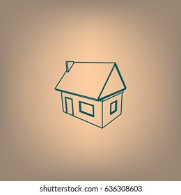 Flat paper cut style icon of house model vector illustration