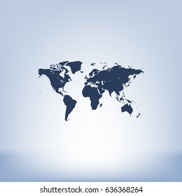 Flat paper cut style icon of World Map. Vector illustration