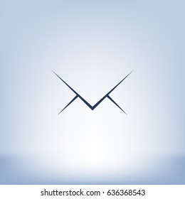 Flat paper cut style icon of envelope. E-mail symbol