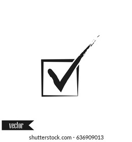 Flat paper cut style icon of check box. Vector illustration