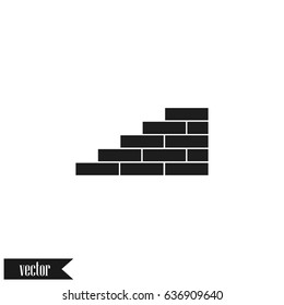 Flat paper cut style icon of brickwork fragment. Vector illustration