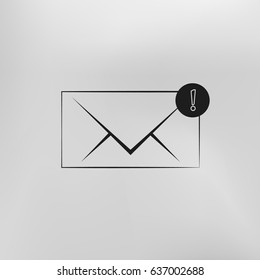 Flat paper cut style icon of envelope. E-mail symbol