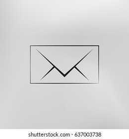 Flat paper cut style icon of envelope. E-mail symbol