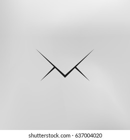 Flat paper cut style icon of envelope. E-mail symbol