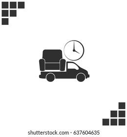 Flat paper cut style icon of vehicle. Delivery car symbol vector illustration