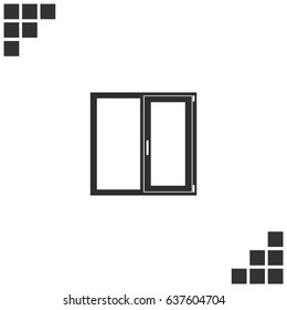 Flat paper cut style icon of modern window. Vector illustration