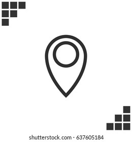 Flat paper cut style icon of map pointer vector illustration