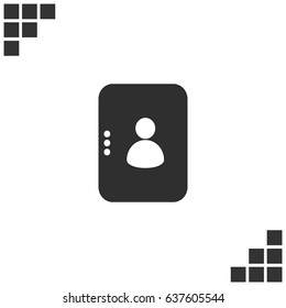 Flat paper cut style icon of an address book. Vector illustration