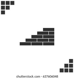 Flat paper cut style icon of brickwork fragment. Vector illustration