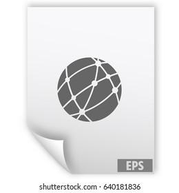 Flat paper cut style icon of globe. Vector illustration