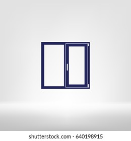 Flat paper cut style icon of modern window. Vector illustration