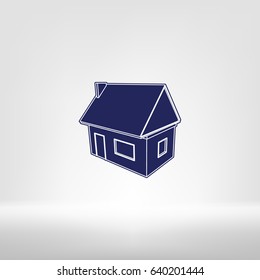 Flat paper cut style icon of house model vector illustration